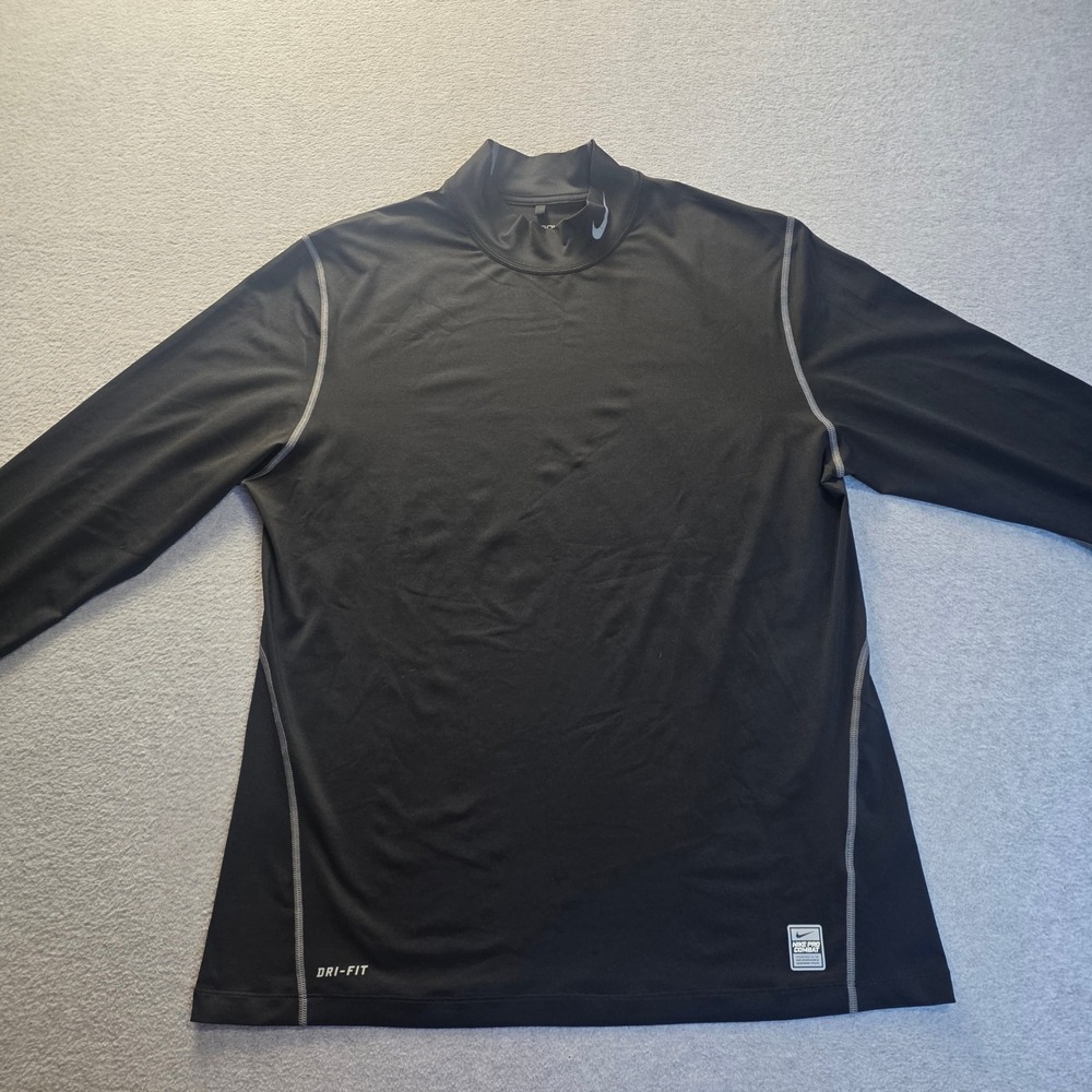 Nike Golf Pro Combat Mock Neck Shirt Mens XL Black Dri-FIT Tour Performance Base